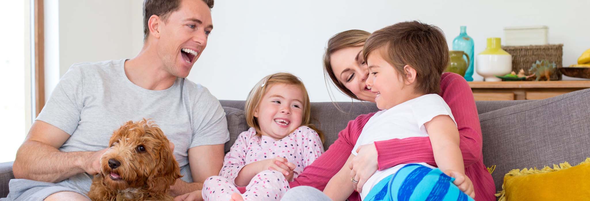 family on couch