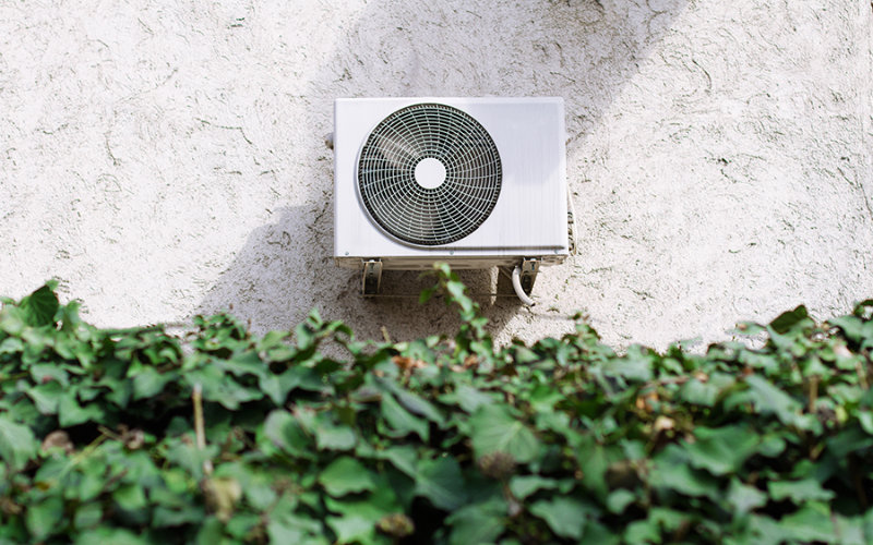 Air Conditioner behind a bush in Beaufort, NC.