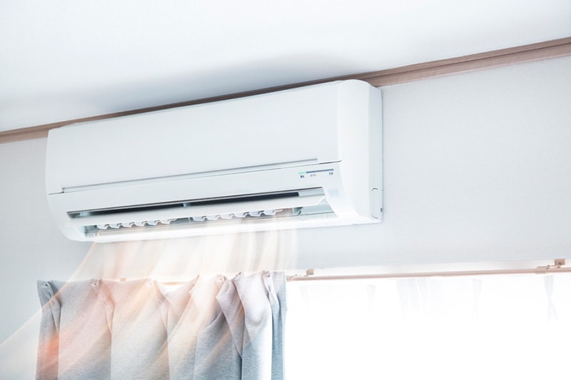Ductless AC unit on wall.