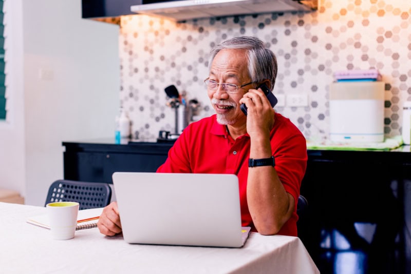 Senior Working at home.
